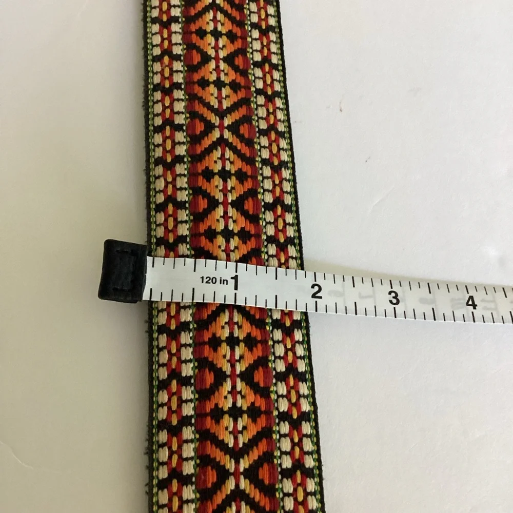 Tex Tan Genuine Leather Belt Handcrafted Southwest Woven Design Brass Buckle 38